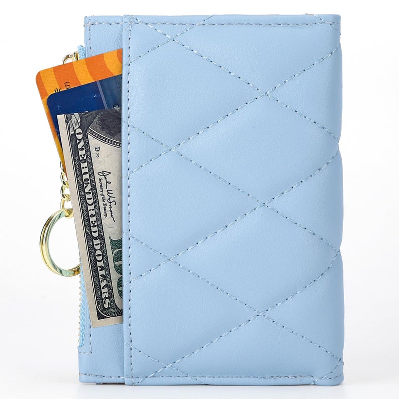 VODIU Women's Short Purse Leather Medium Wallet Leaf Bifold Card Coin Holder Small Purses Buckle Zipper Clutch - Image 2